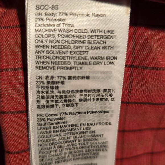 NWT MARMOT ( L ) FOR LIFE Red Plaid ("Eldridge Redstone" Short Sleeve Button Up - Picture 7 of 7